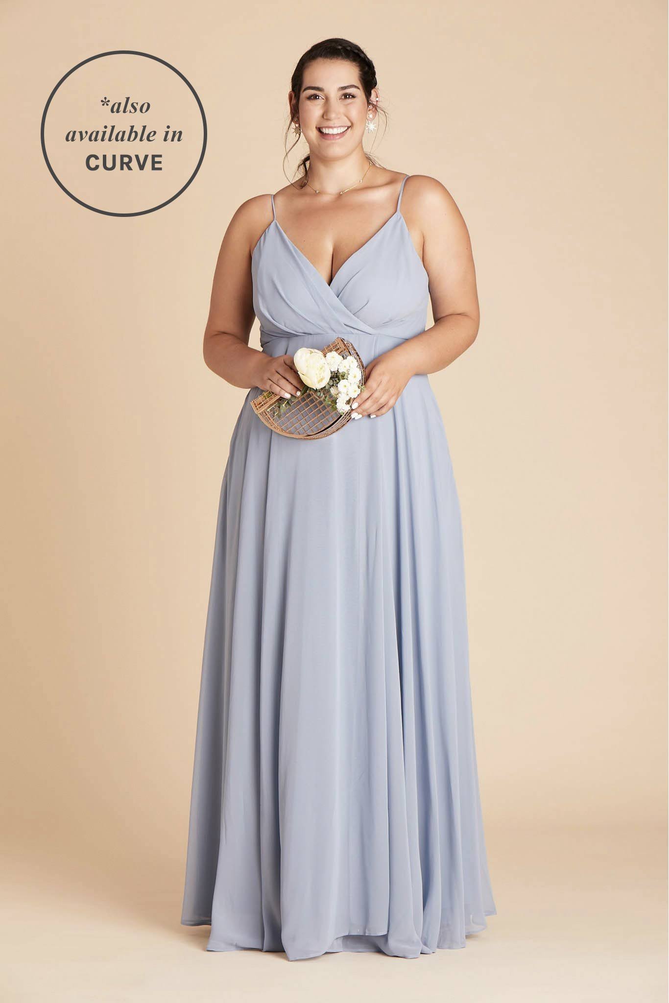 Birdy Grey Kaia Chiffon Bridesmaid Dress in Dusty Blue XL / Dusty Blue