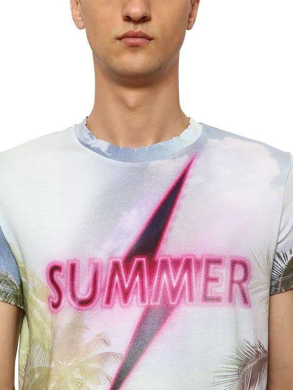 Balmain Printed Cotton Jersey T-Shirt - Purple - Short Sleeve T-Shirts