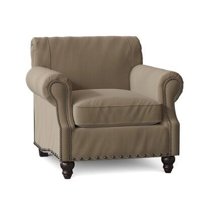 Landry 40x22 Wide Down Cushion Armchair Birch LANE? Body Fabric: Baet Sand, Nailhead Detail: Old Gold Spotted