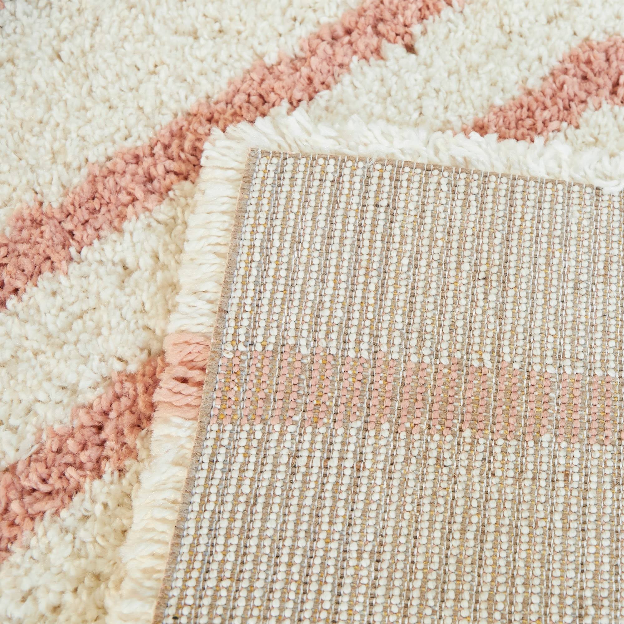 Dalmas Modern Berber Moroccan Style Shag Area Rug - 5&3x22 x 7& - Pink