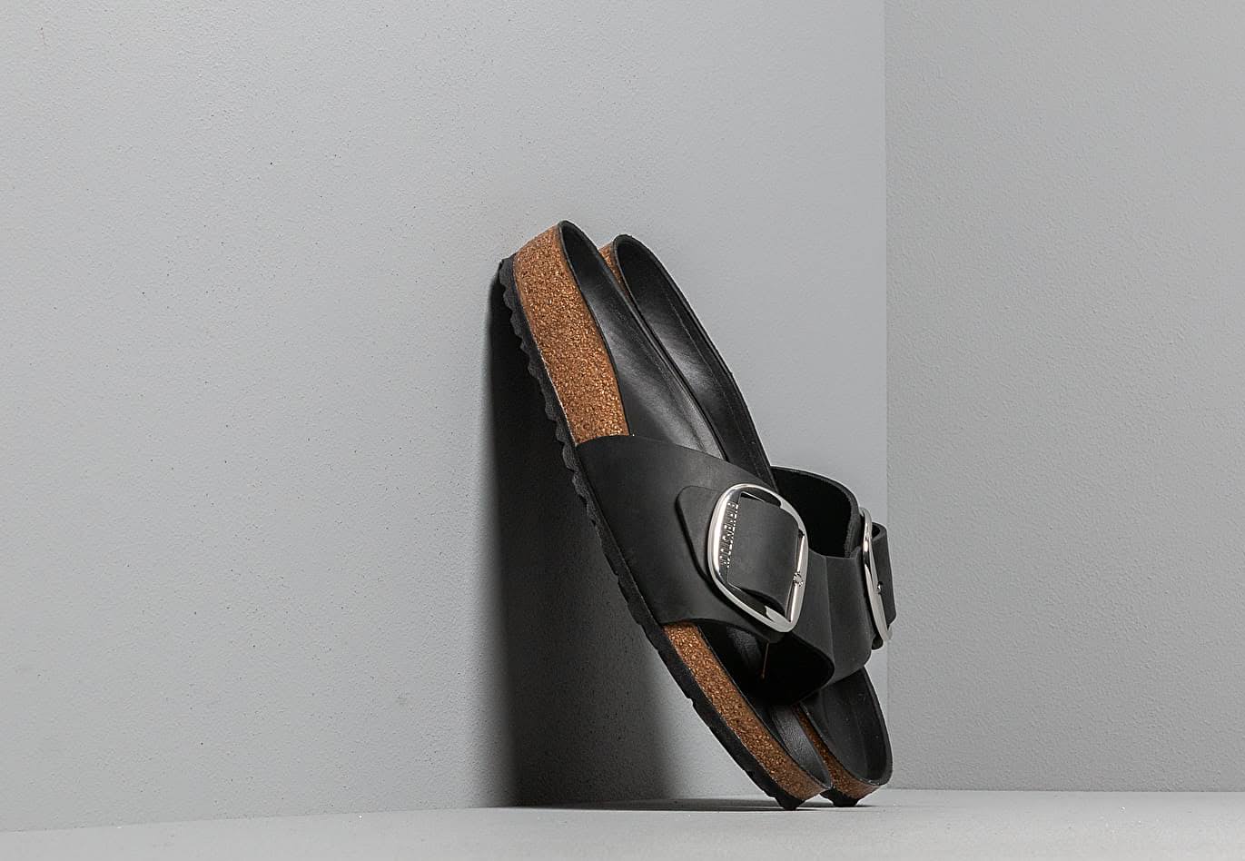 Birkenstock Madrid Big Buckle Oiled Leather Sandals - Black