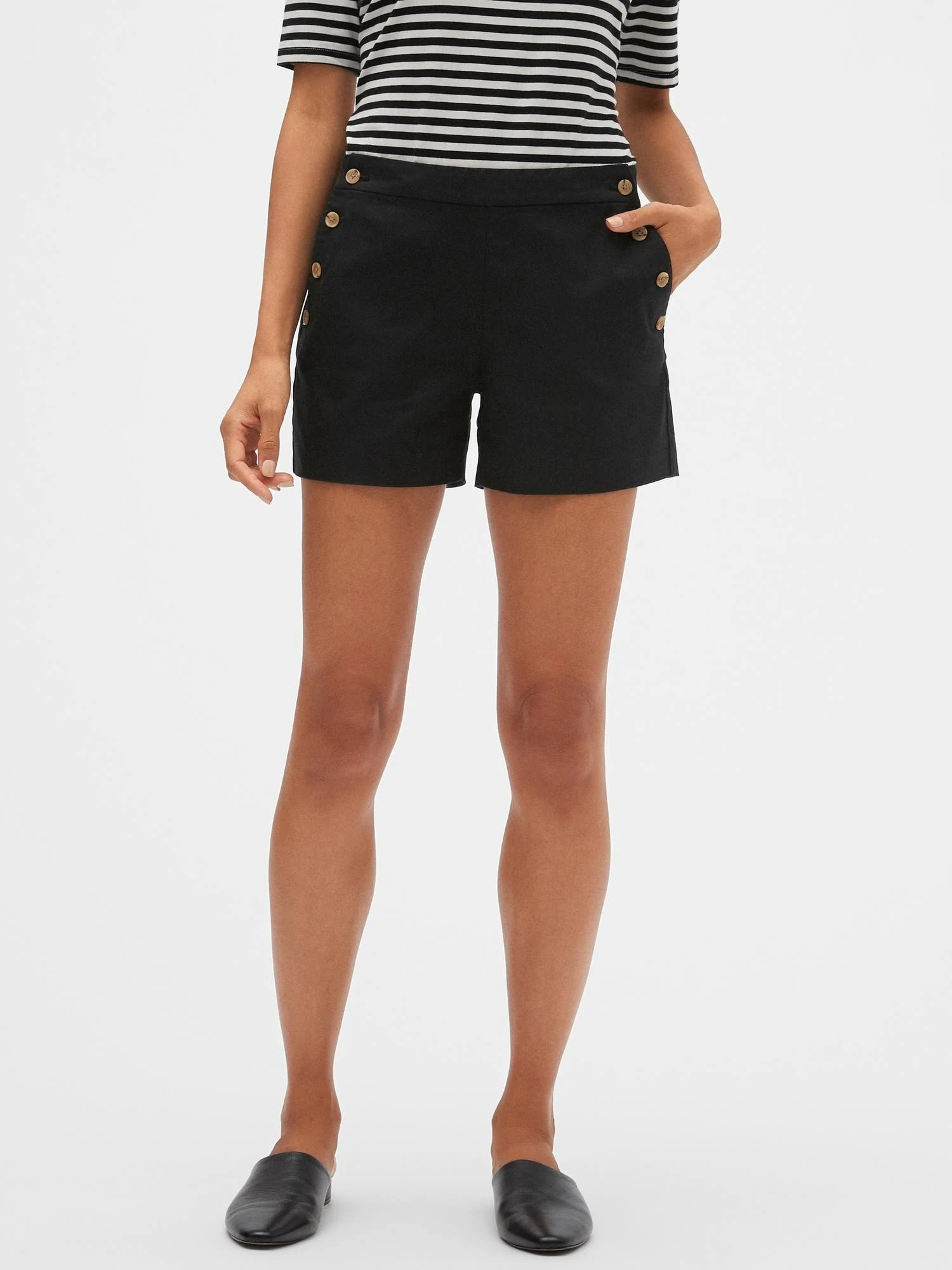 Women's Sailor Pique Shorts - 4 inch Inseam Black