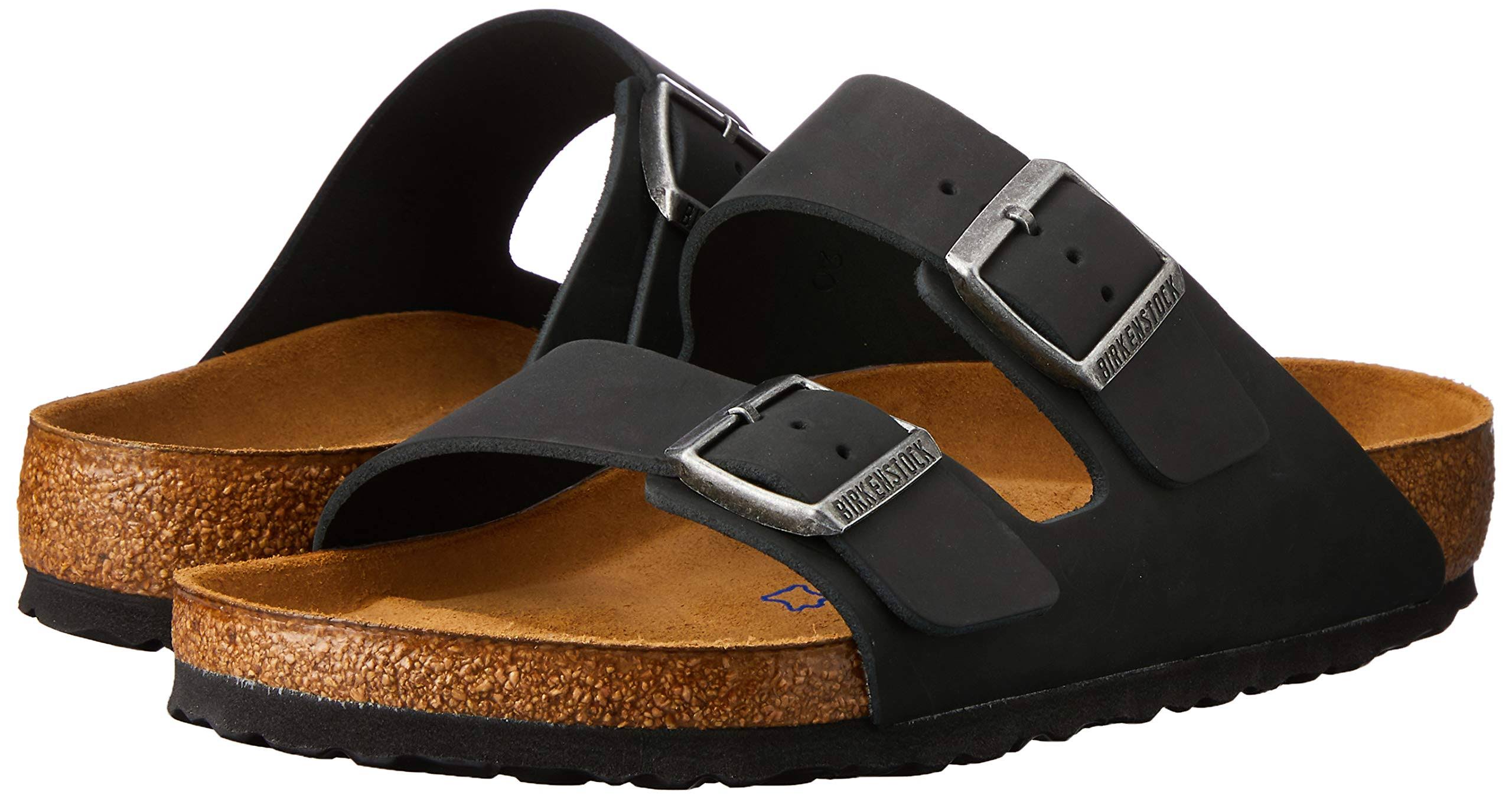 Birkenstock Arizona Oiled Leather Soft Footbed Sandals - Black