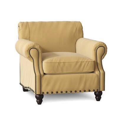 Landry 40x22 Wide Down Cushion Armchair Birch Lane Body Fabric: Bayou Sunshine, Nailhead Detail: Old Gold Spotted