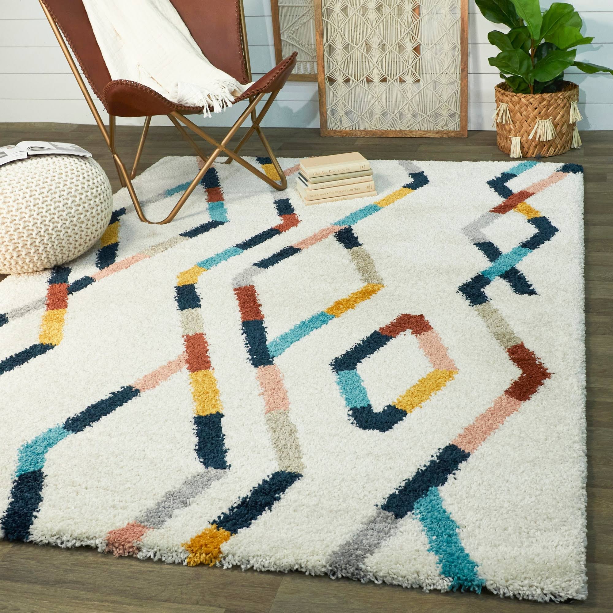 BALTA Kessler Cream 5 ft. x 7 ft. Contemporary Shag Area Rug, Ivory