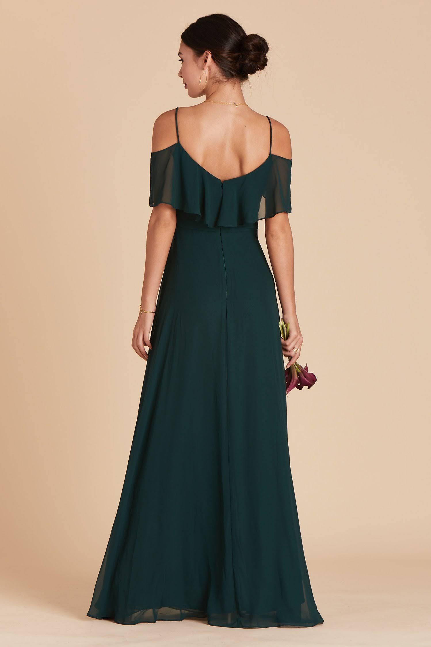 Birdy Grey Jane Convertible Chiffon Bridesmaid Dress in Emerald M / Emerald / No Slit