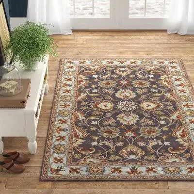 Massima Oriental Handmade Tufted Wool Charcoal Area Rug Birch Lane Rug Size: Rectangle 8& x 11&