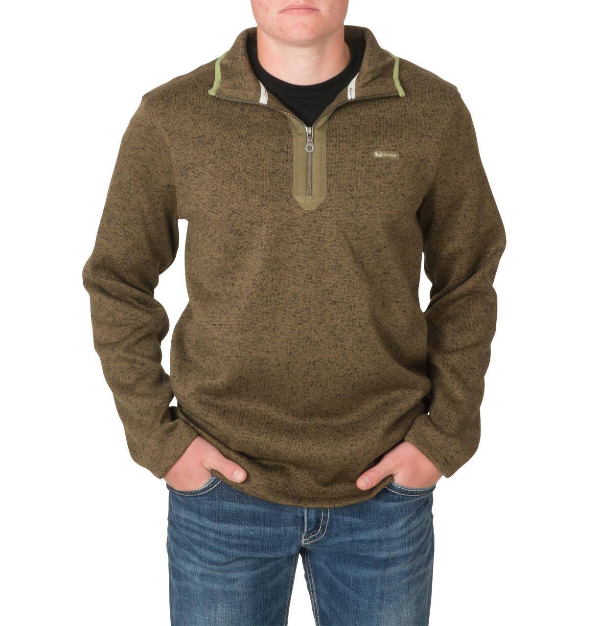 Banded Heather Fleece 1/4 Zip Pullover Spanish Moss Small, Men's, Green