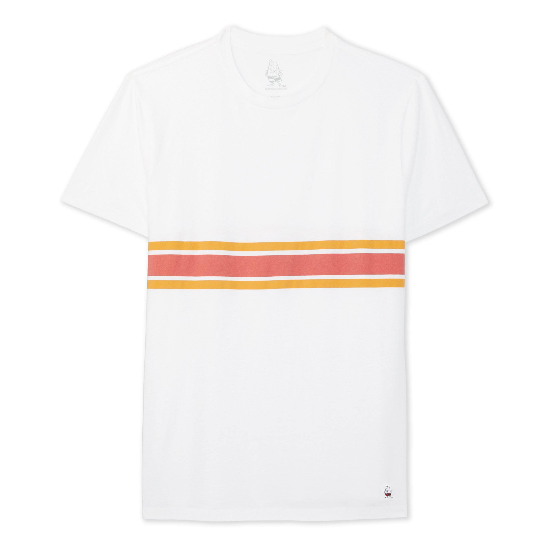 3 Stripe Comp T-Shirt - White & Paprika / Gold | Birdwell XL / White, Paprika & Gold 139
