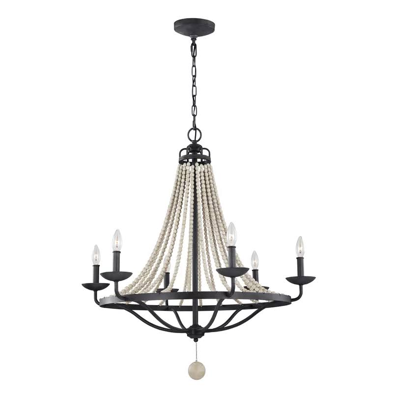 Omaha 6 - Light Candle Style Empire Chandelier with Beaded Accents
