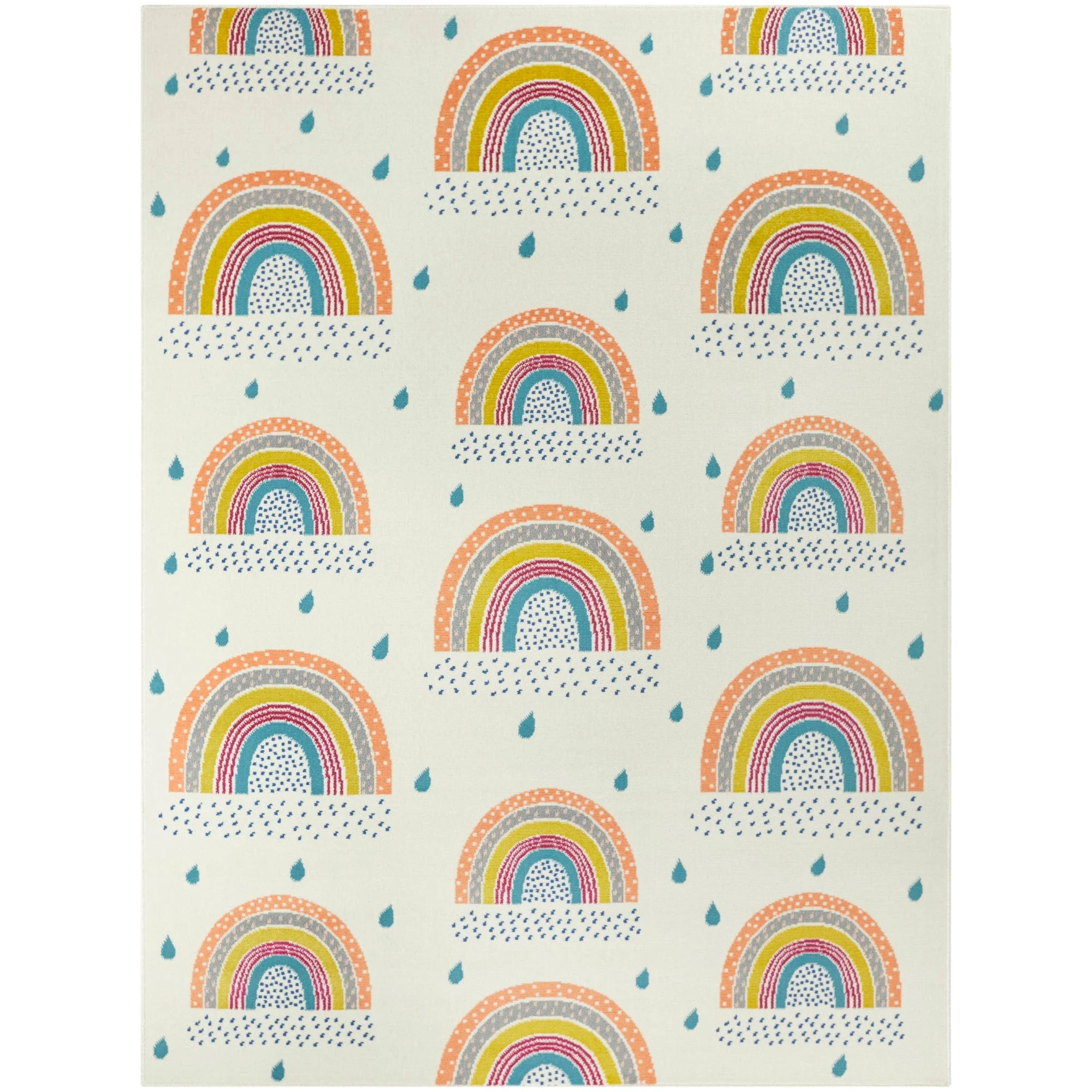 Mod-Tod Chasing Rainbows Kids Rug - 6&7x22 x 9& - Off-White