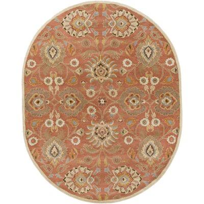 Arden Floral Handmade Tufted Wool Burnt Orange Area Rug Birch Lane Rug Size: Oval 8& x 10&