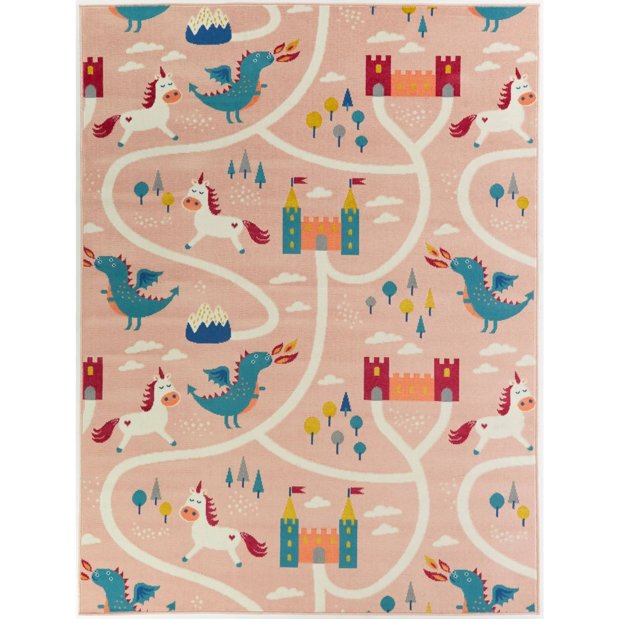 Balta Fantasy Road Pink 4 ft. x 6 ft. Kids Area Rug