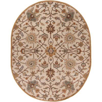 Arden Floral Handmade Tufted Wool Khaki/Brown Area Rug Birch Lane Rug Size: Oval 8& x 10&