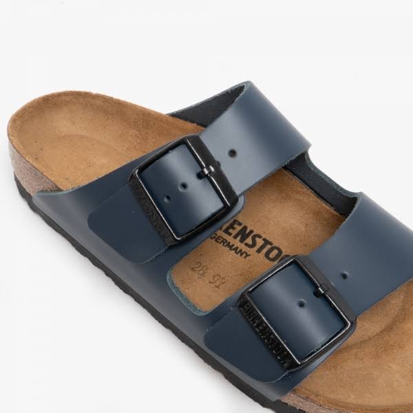 Birkenstock Arizona Natural Leather Blue Two-Strap Sandals