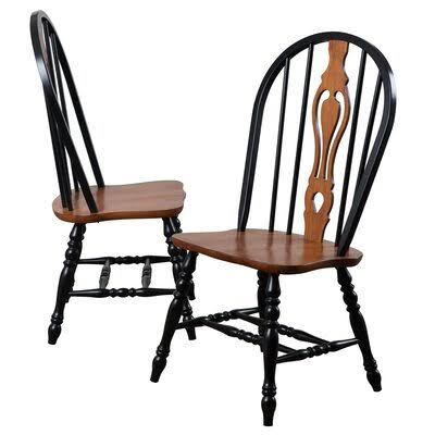 Dontae Windsor Back Side Chair Color: Antique Black / Cherry