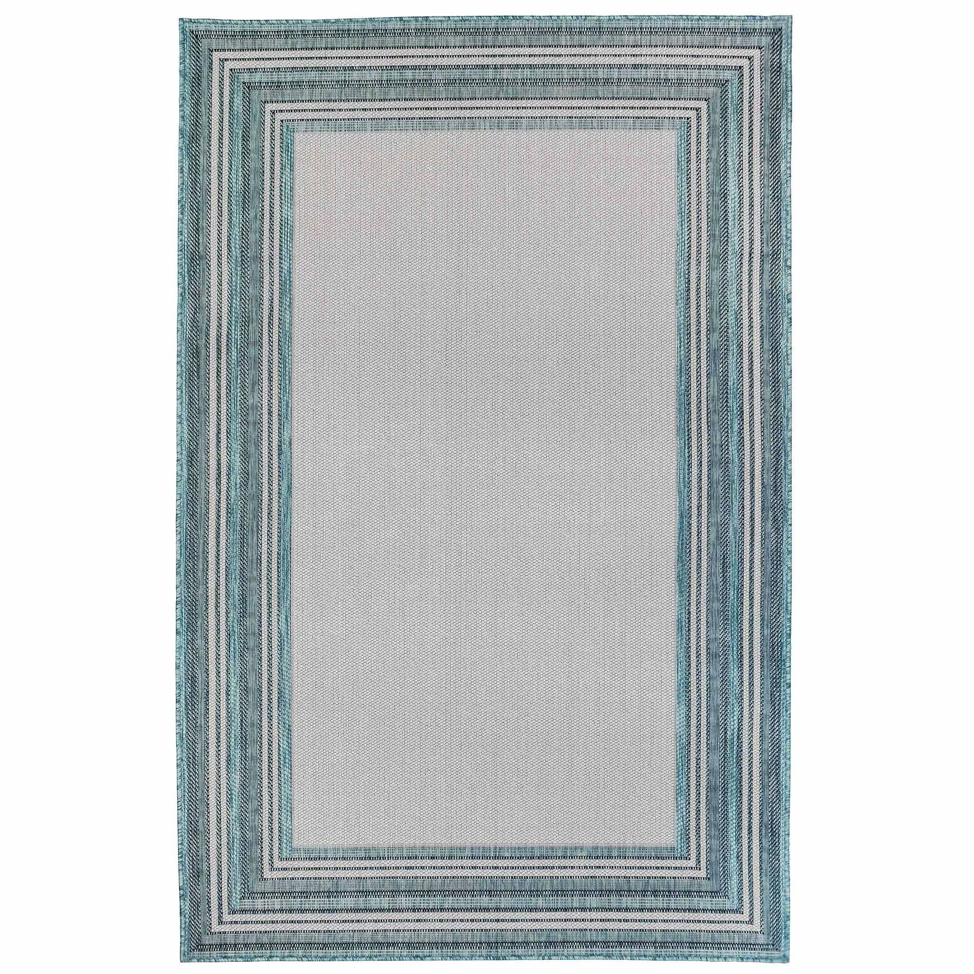 Liora Manne Carmel Multi Border Indoor/Outdoor Rug - Navy 4&10x22 x 7&6x22