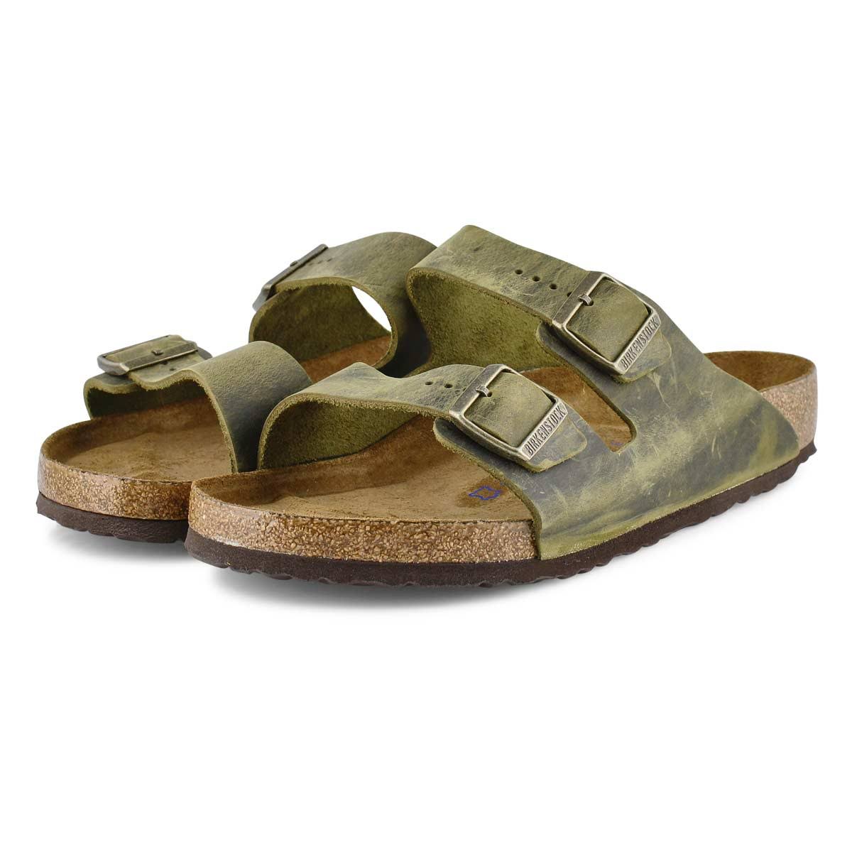 Birkenstock Arizona Oiled Leather Jade Two-Strap Sandals