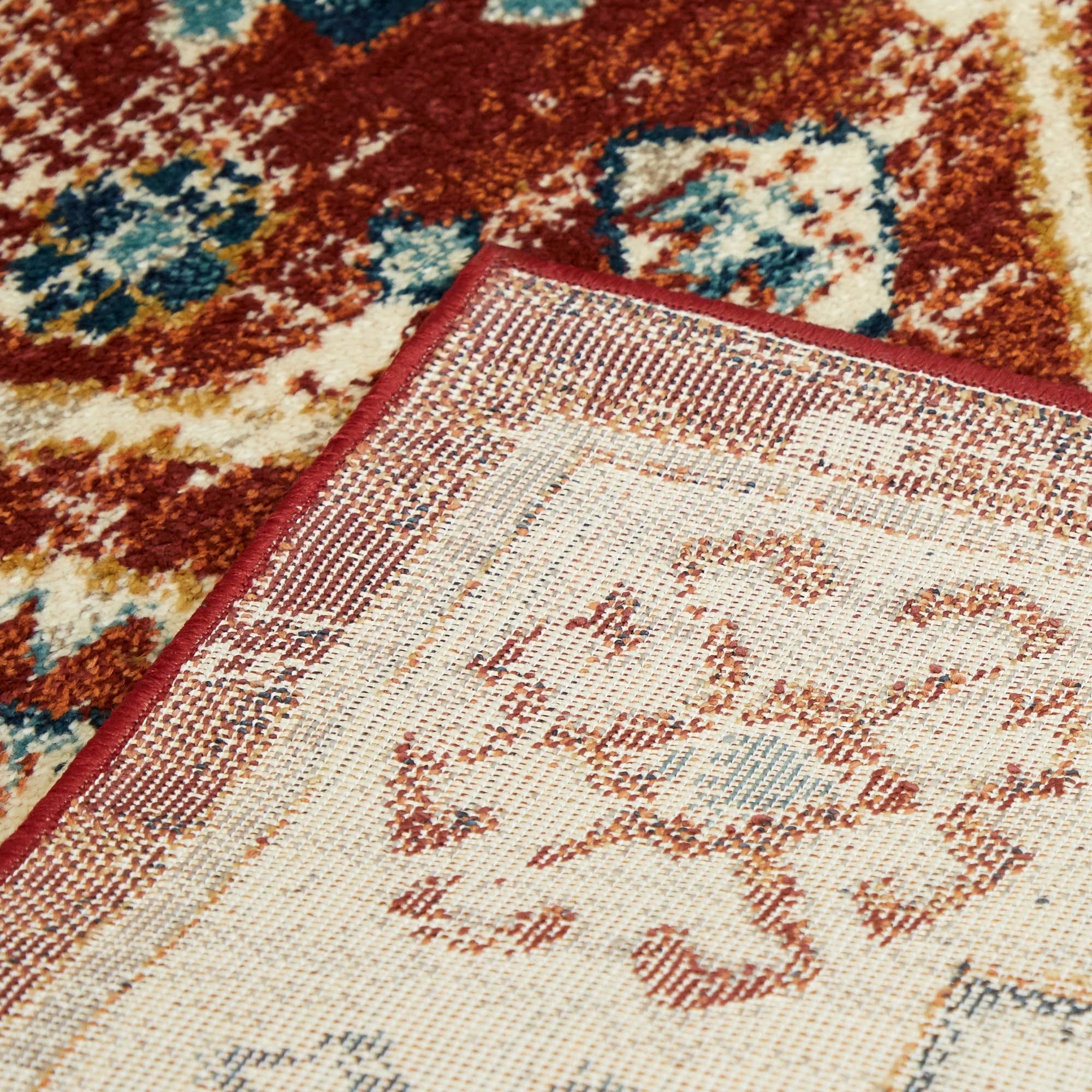 BALTA Reed Rust 5 ft. x 7 ft. Distressed Medallion Area Rug, Red