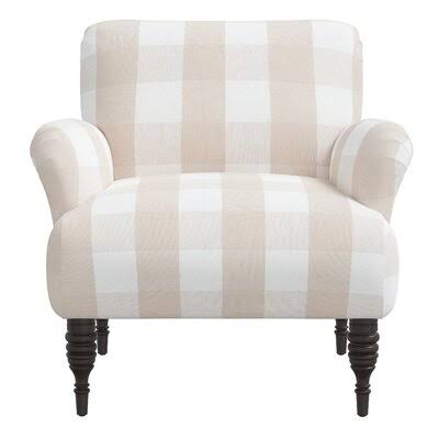 Metter 32x22 Wide Cotton Armchair Birch Lane Body Fabric: Claiborne Check Linen Linen Blend