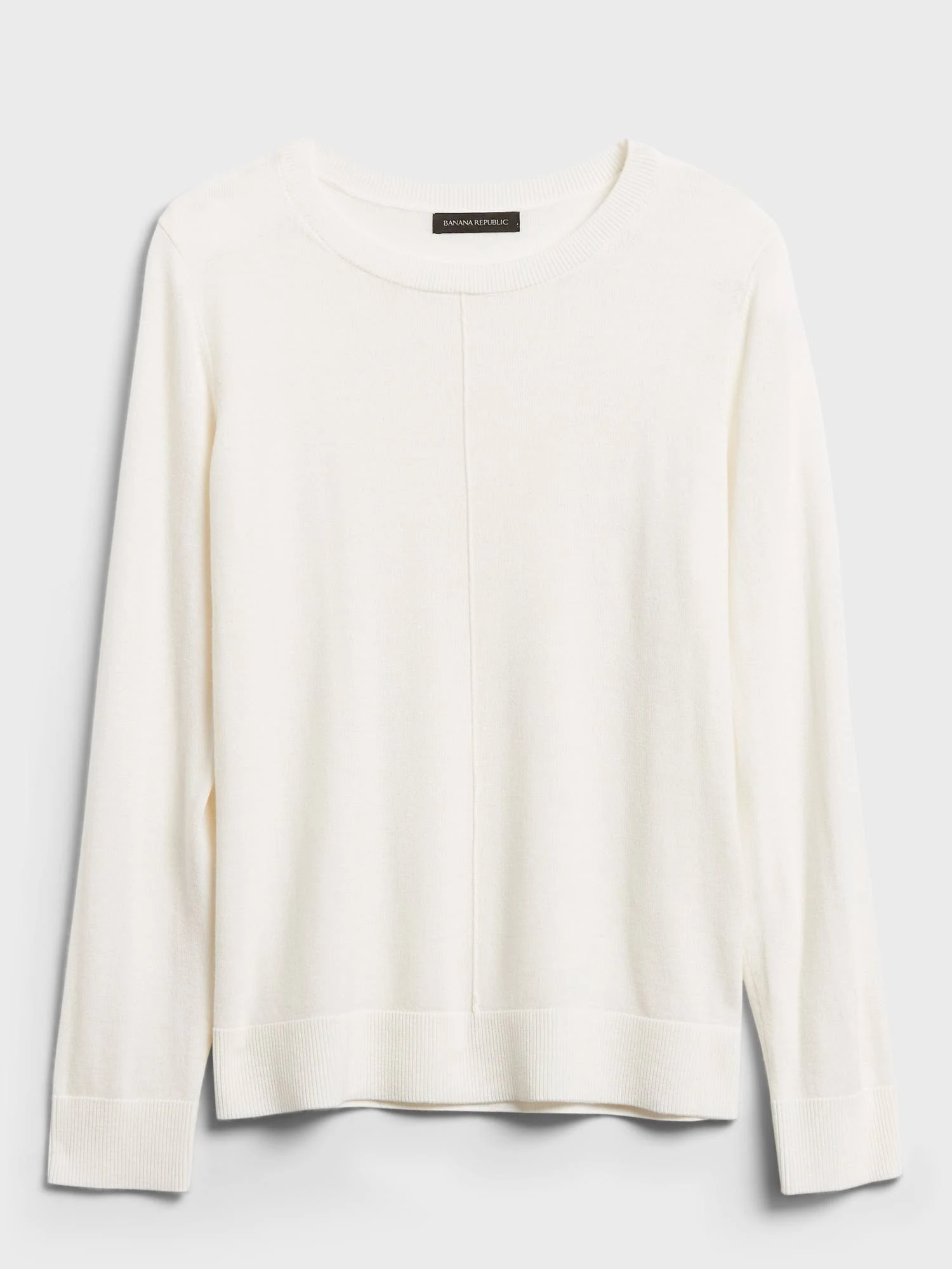 Banana Republic Women's Washable Merino Crew Sweater-Neck Sweater Ivory White Size L