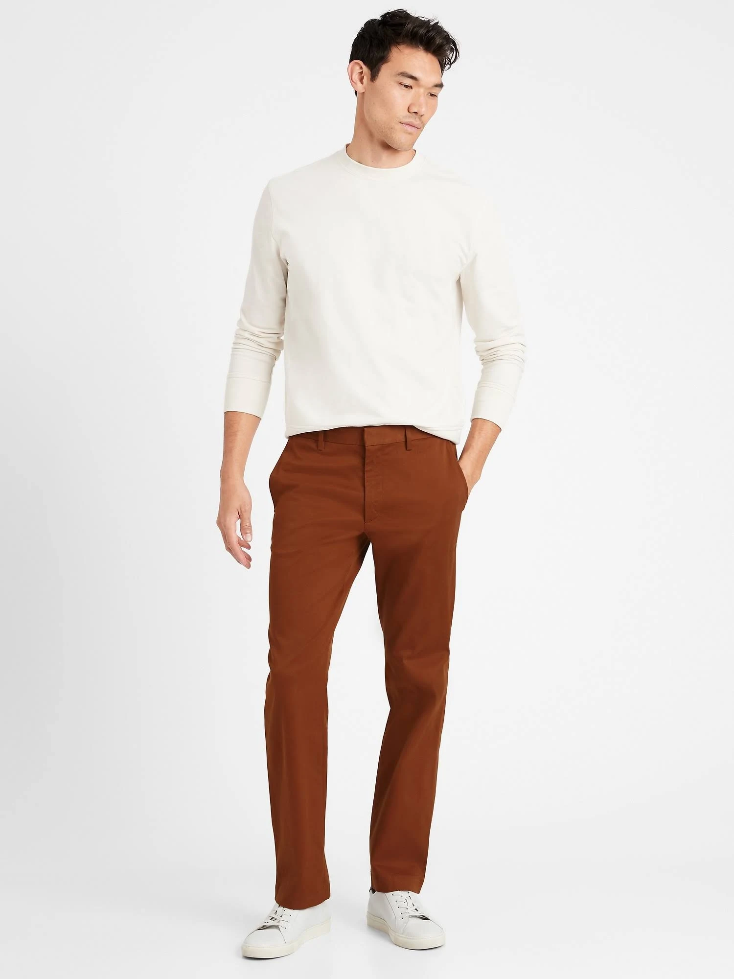 Banana Republic Men's Emerson Straight Rapid Movement Chino Pant Rust Brown Size 35W 34L