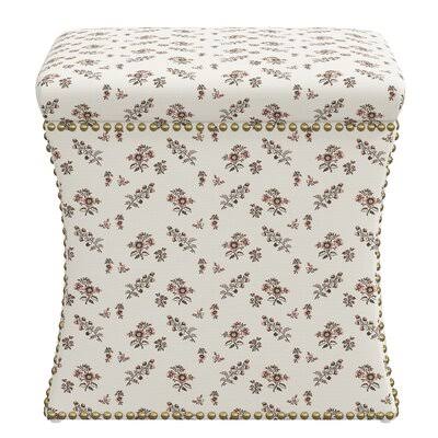 Birch Lane Joao 19&& Wide Rectangle Storage Ottoman Fabric: Ditsy Floral Natural Cotton, Nailhead Detail: Pewter