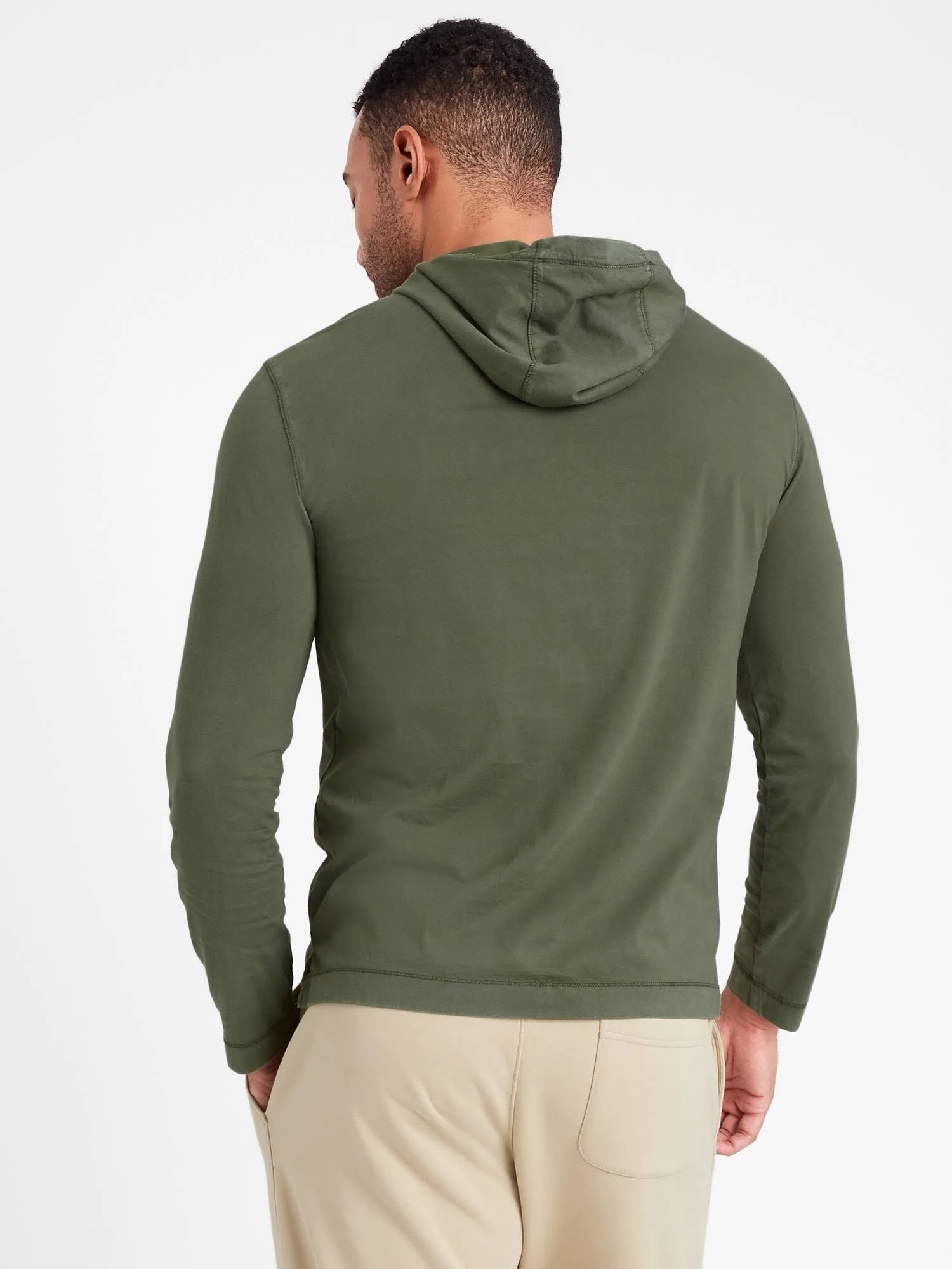 Banana Republic Men's Authentic Supima T-Shirt Hoodie Armada Green Tall Size L