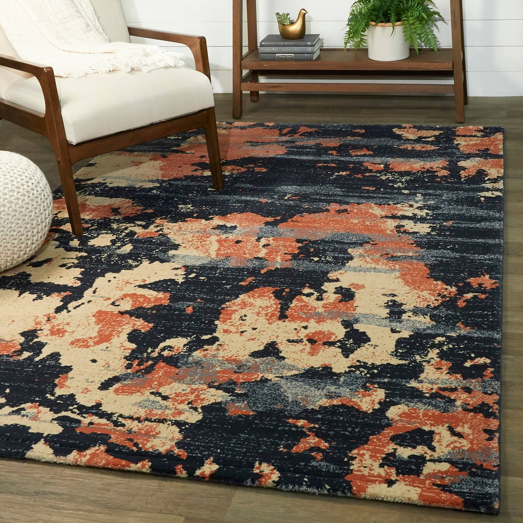 BALTA Olsen Navy/Burnt Orange 5 ft. x 7 ft. Abstract Area Rug