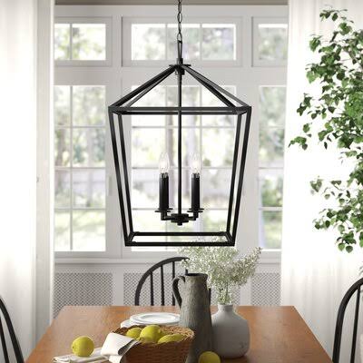 Israel 4 - Light Lantern Geometric Chandelier Birch Lane Finish: Matte Black