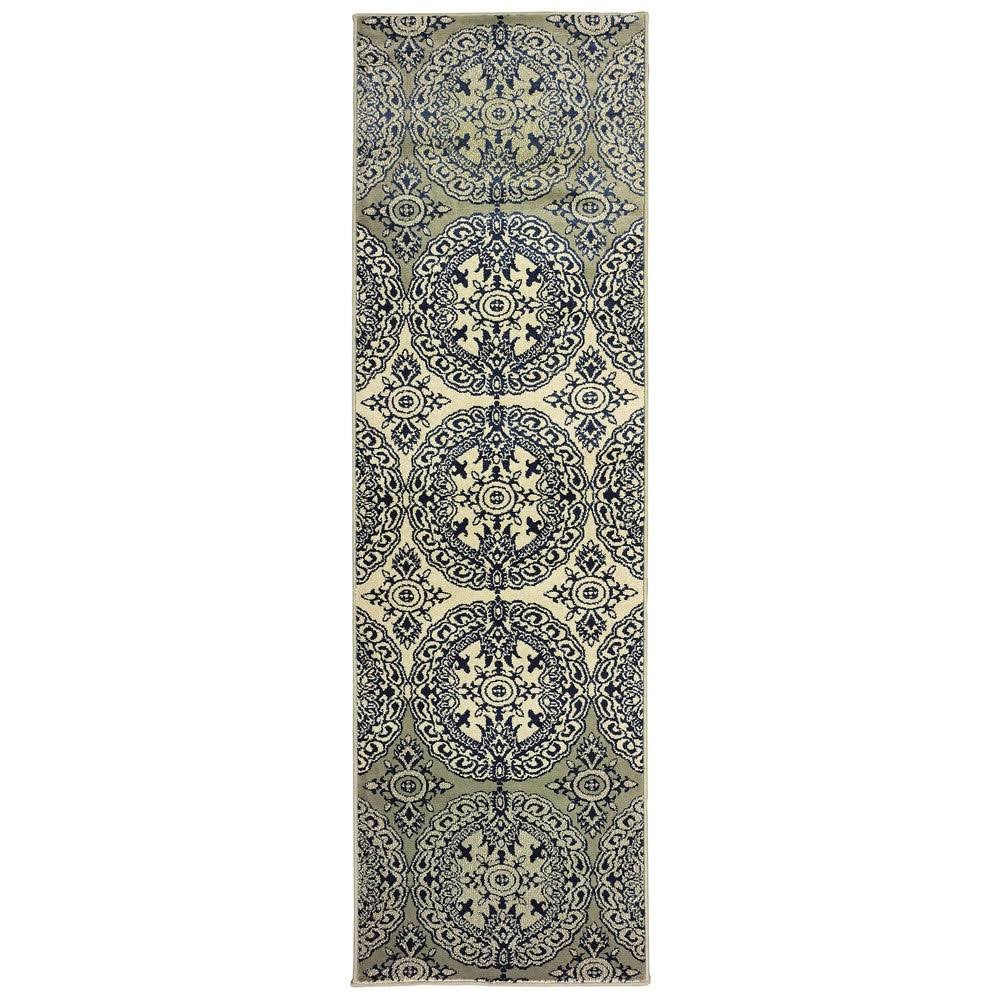 Style Haven Navy/Ivory Polypropylene Oriental Medallion Area Rug (9&10 x 12&10) - 9&10x22 x 12&10x22
