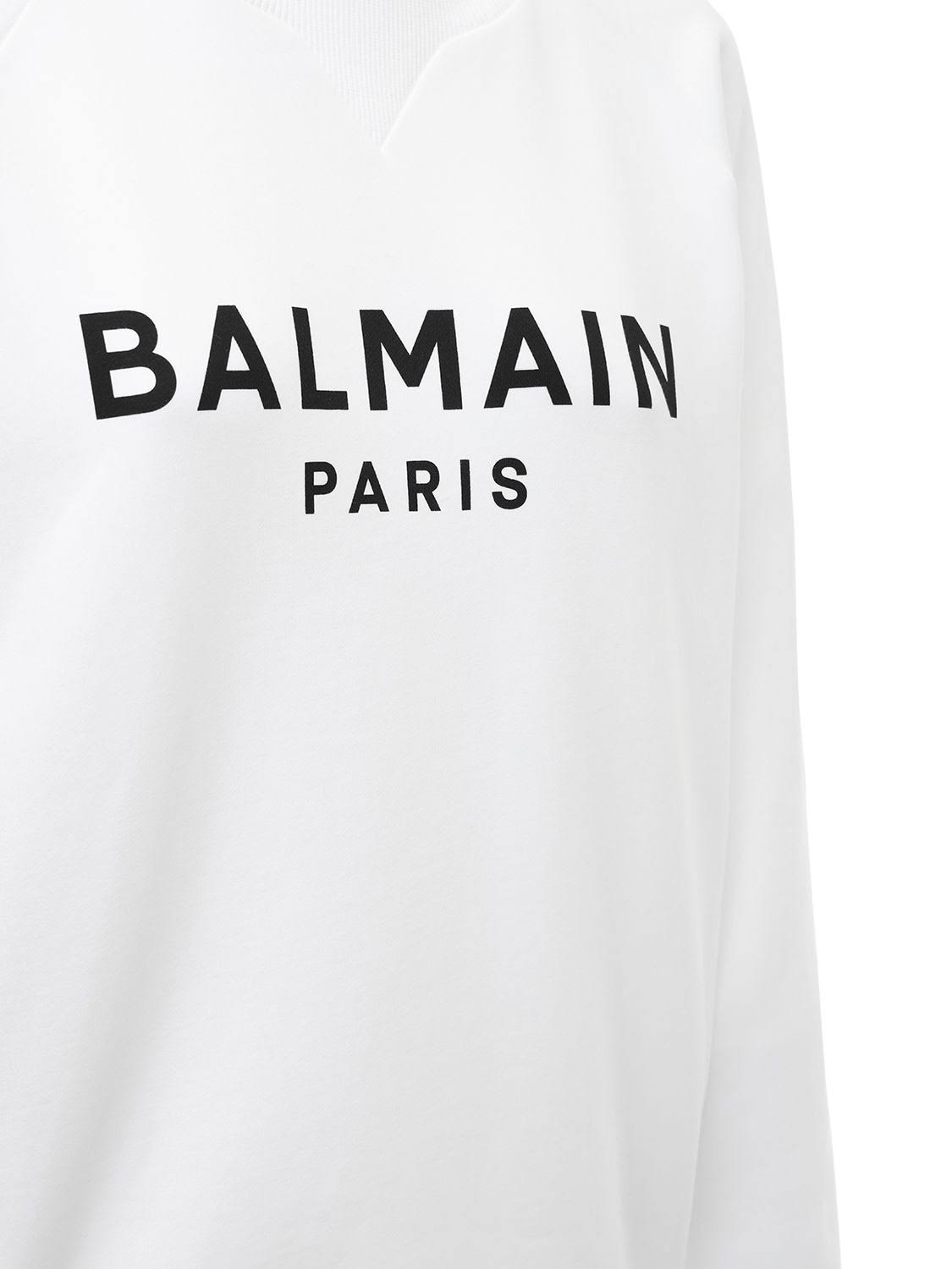 Balmain | Women Logo Printed Cotton Sweatshirt White/Black S