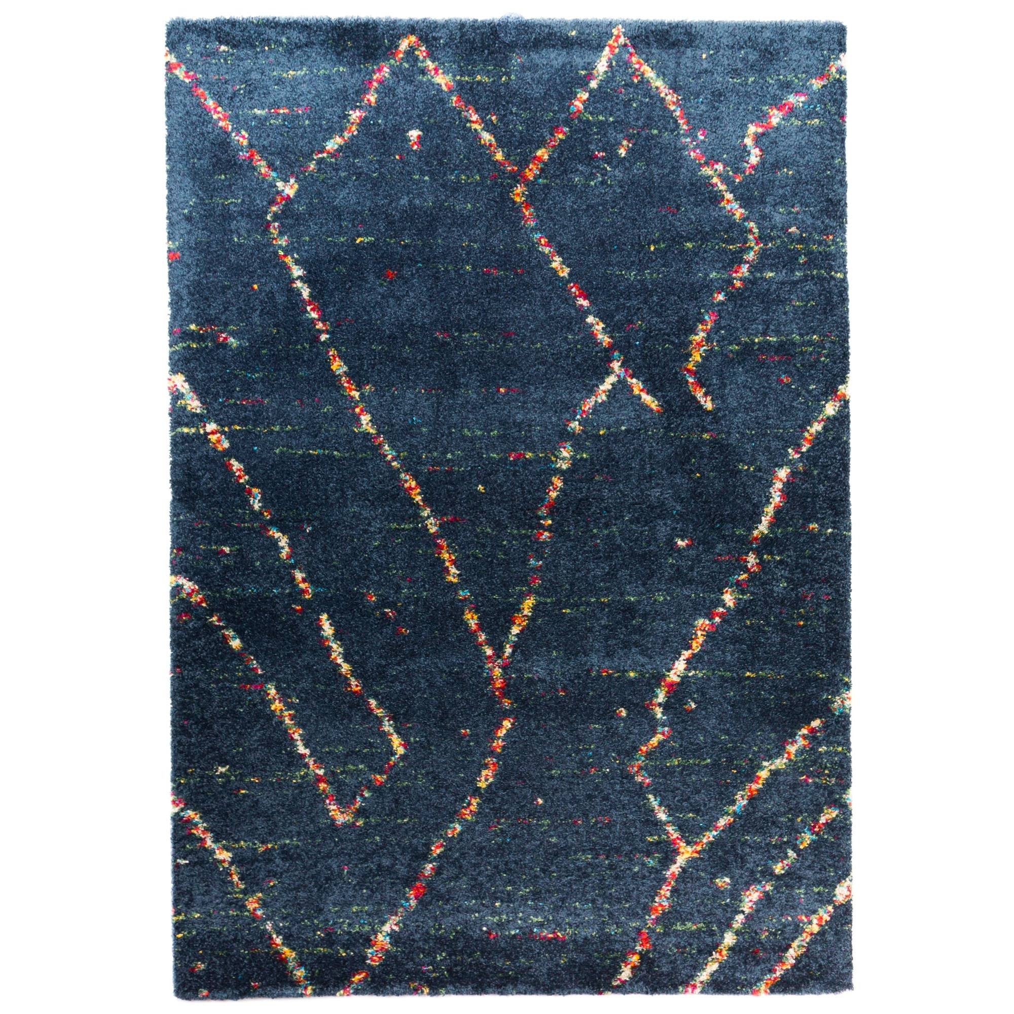 Uzma Moroccan Shag Area Rug - 7&10x22 x 10& - Dark Blue