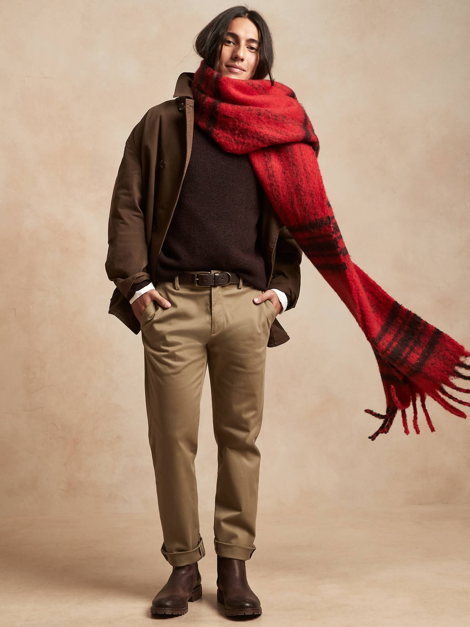 Banana Republic Men's Straight Rapid Movement Chino Pant Airforce Khaki Tall Size 38W 36L