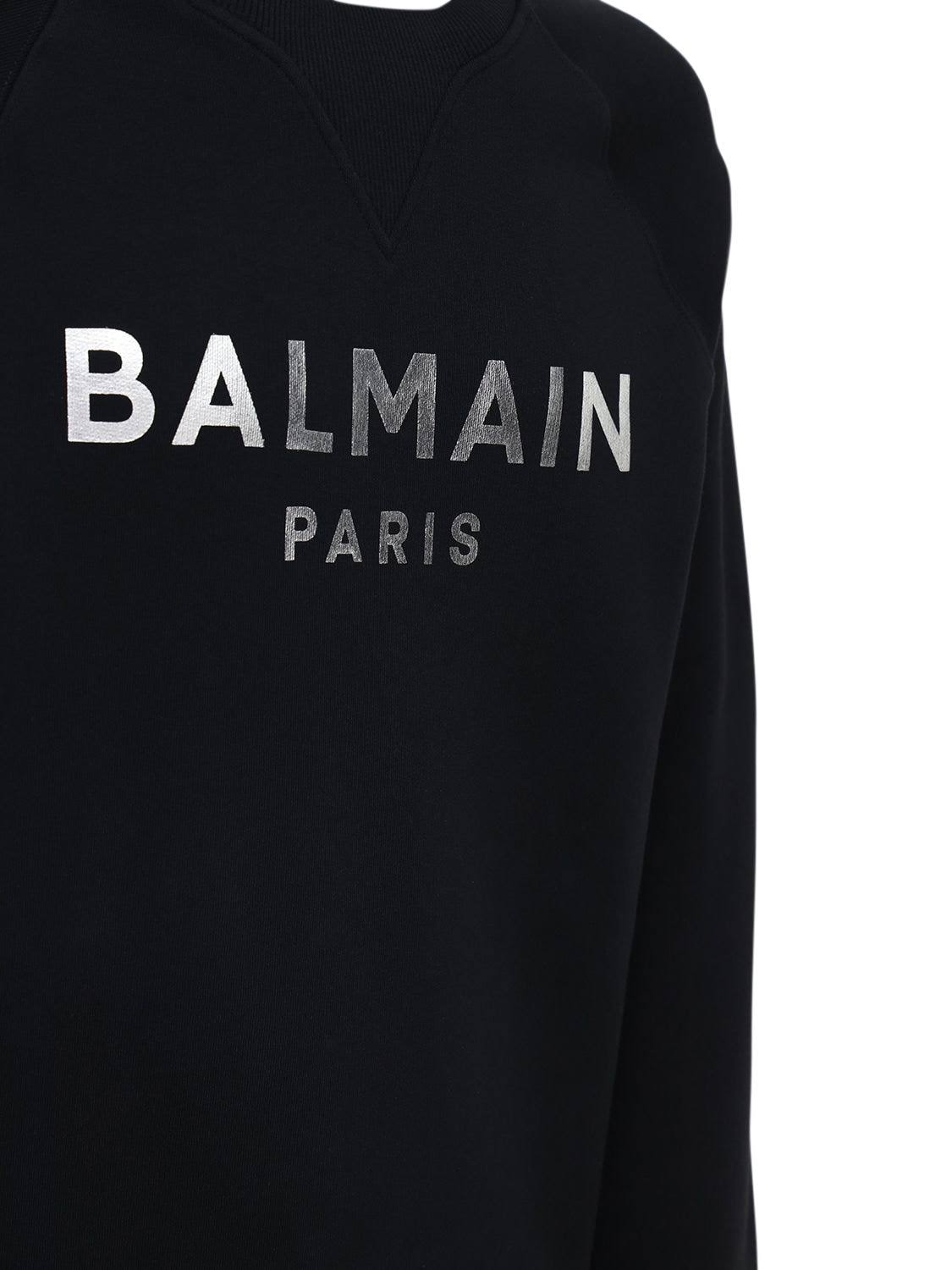 Balmain Sweatshirt with Metallic Logo Xs Black,Silver Cotton