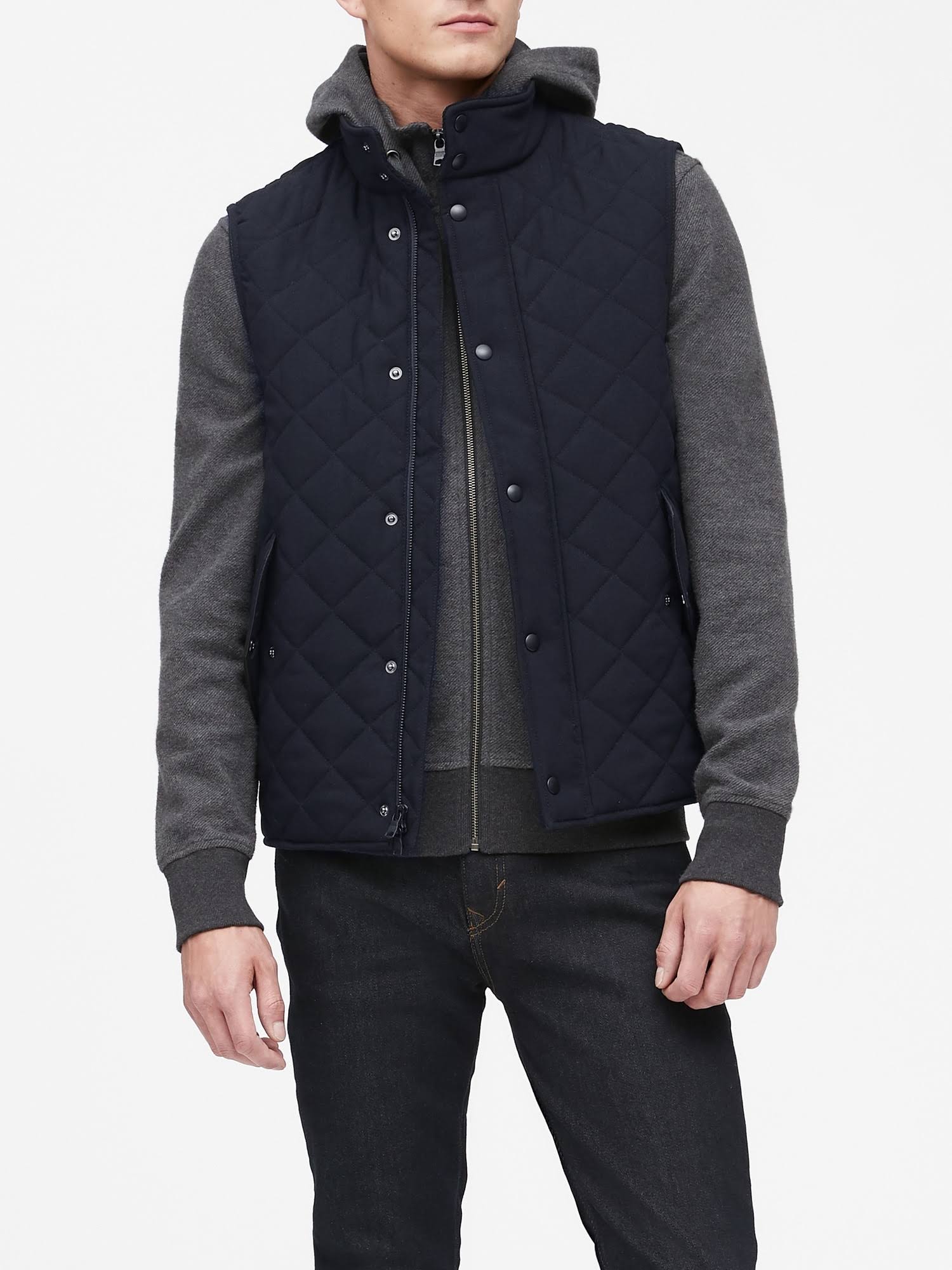Banana Republic Men's Water-Repellent Quilted Vest Navy Size M