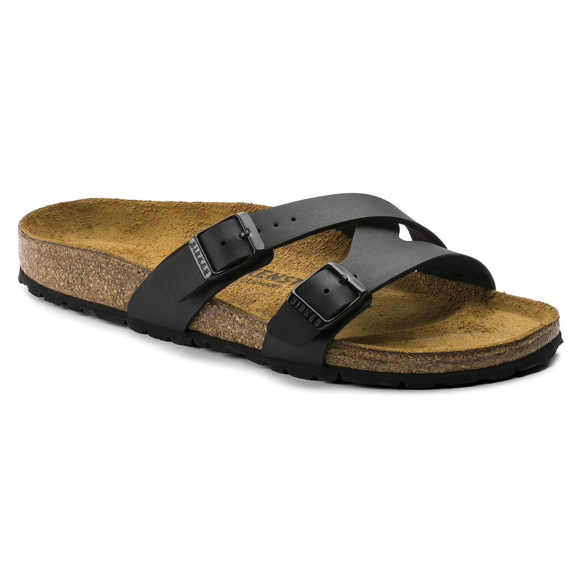 Birkenstock Yao Birko-Flor Black Two-Strap Sandals