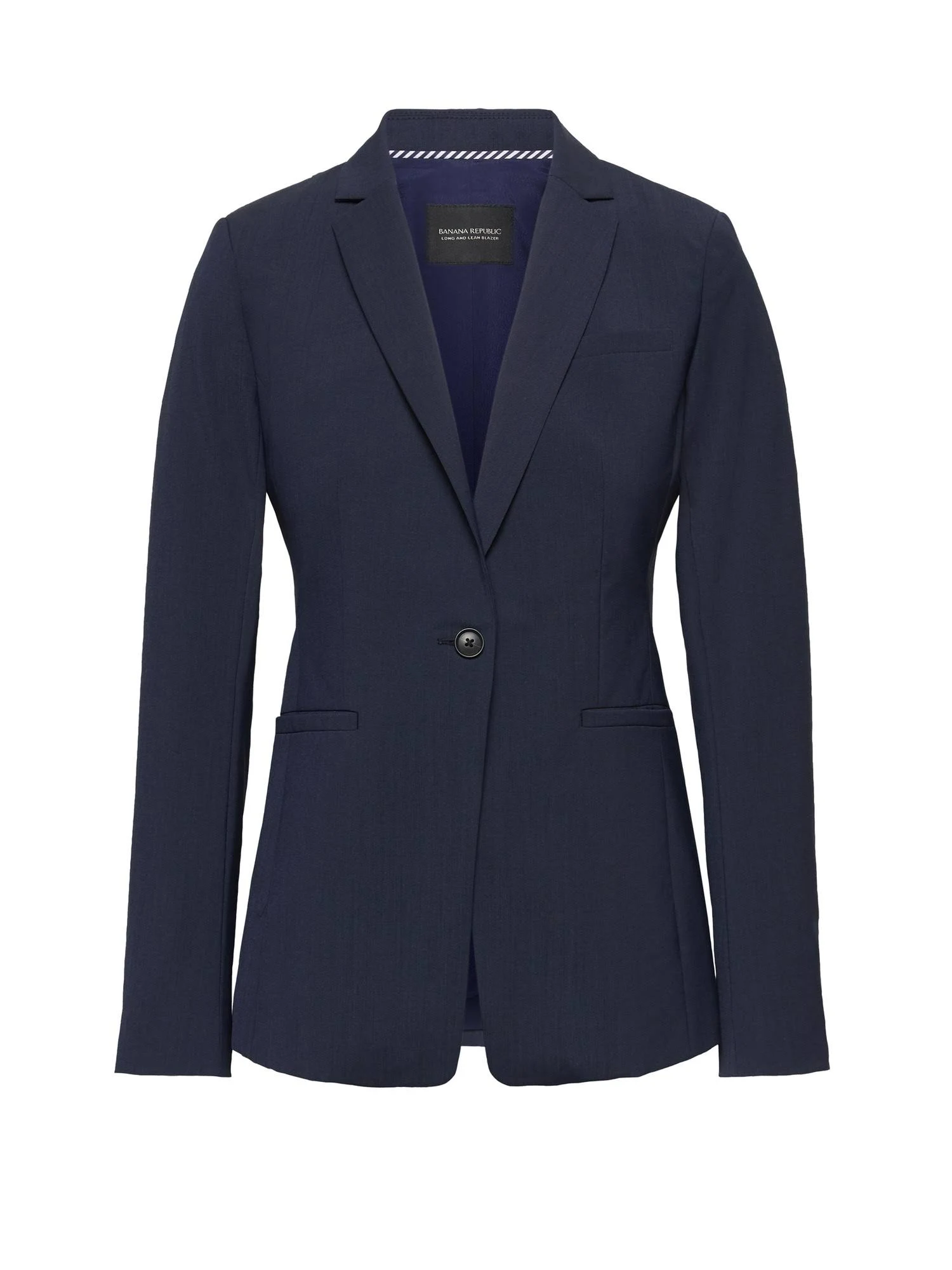 Banana Republic Women's Long & Lean-Fit Washable Wool-Blend Blazer Navy Blue Size 18