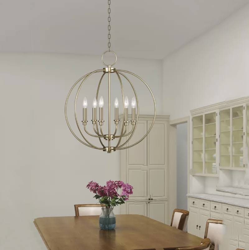 Naomie 6 - Light Candle Style Globe Chandelier Finish: Antique Brass