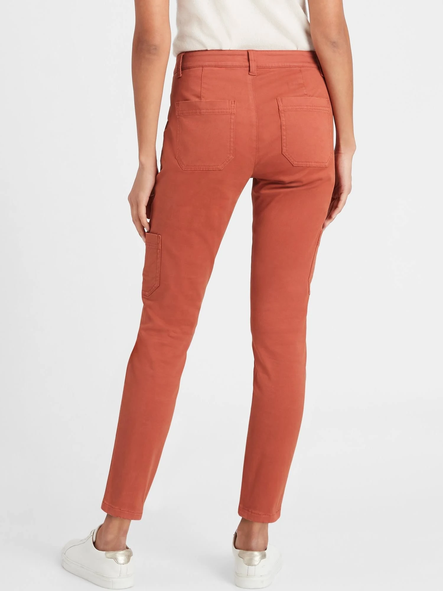 Banana Republic Women's Mid-Rise Skinny Cargo Chino Pant Copper Clay Size 12 Long