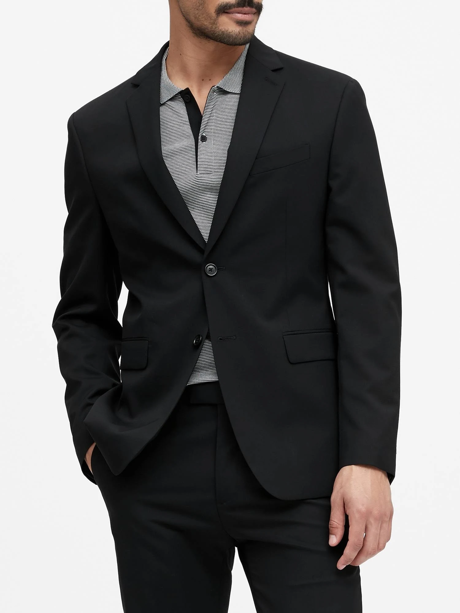 Banana Republic Men's Extra-Slim Italian Wool Suit Jacket Black Size 44 Regular