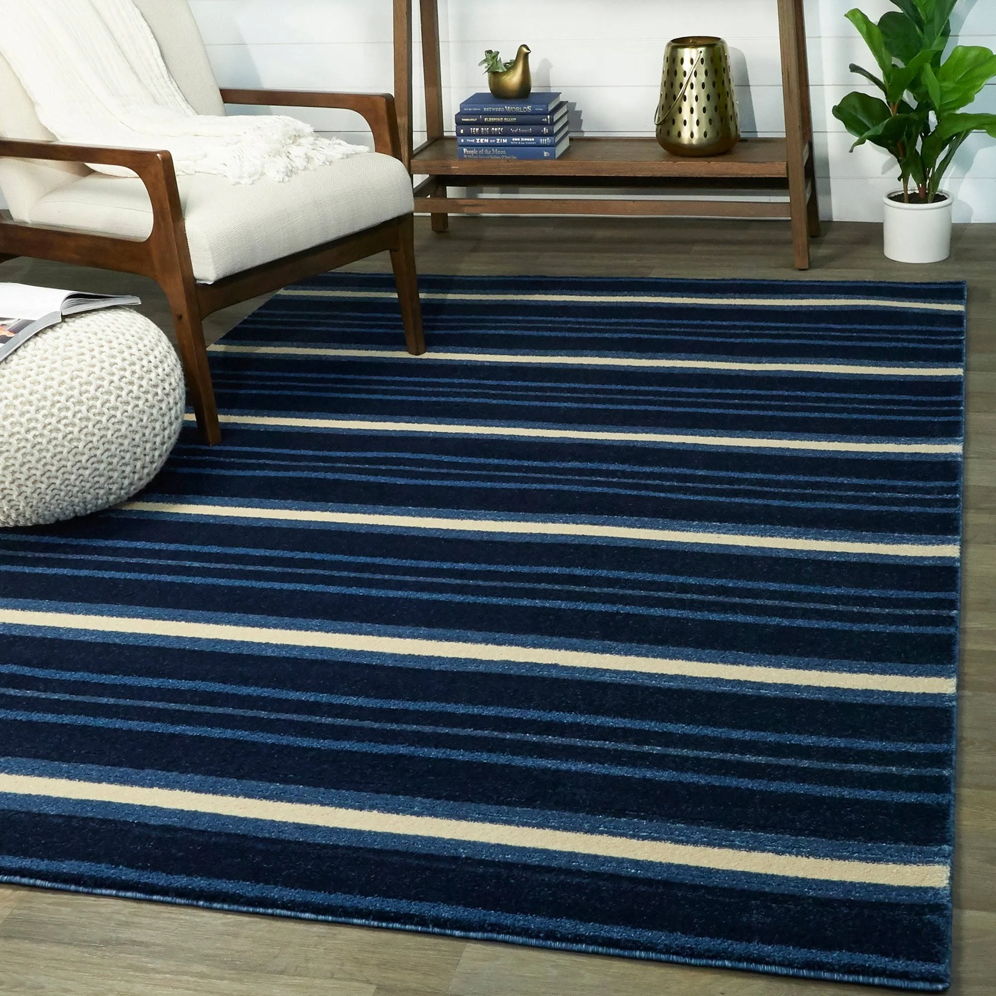 Balta Aubrey Blue 8 ft. x 10 ft. Classic Stripe Area Rug