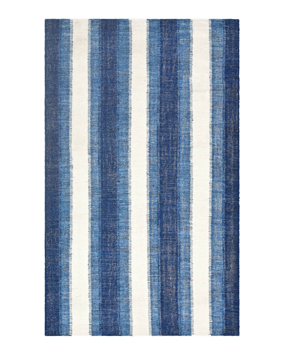 Levi Striped Hand Knotted Wool/Cotton Blue/White Area Rug Solo Rugs Rectangle 8& x 10&