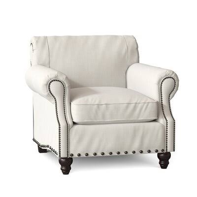 Birch Lane Finkelstein Armchair Body Fabric: Conversation Pearl, Nailhead Detail: Black Nickel