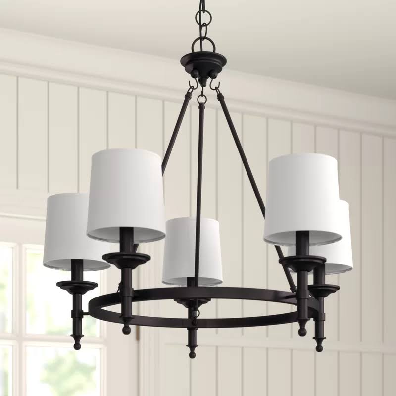 5 - Light Shaded Wagon Wheel Chandelier Birch Lane