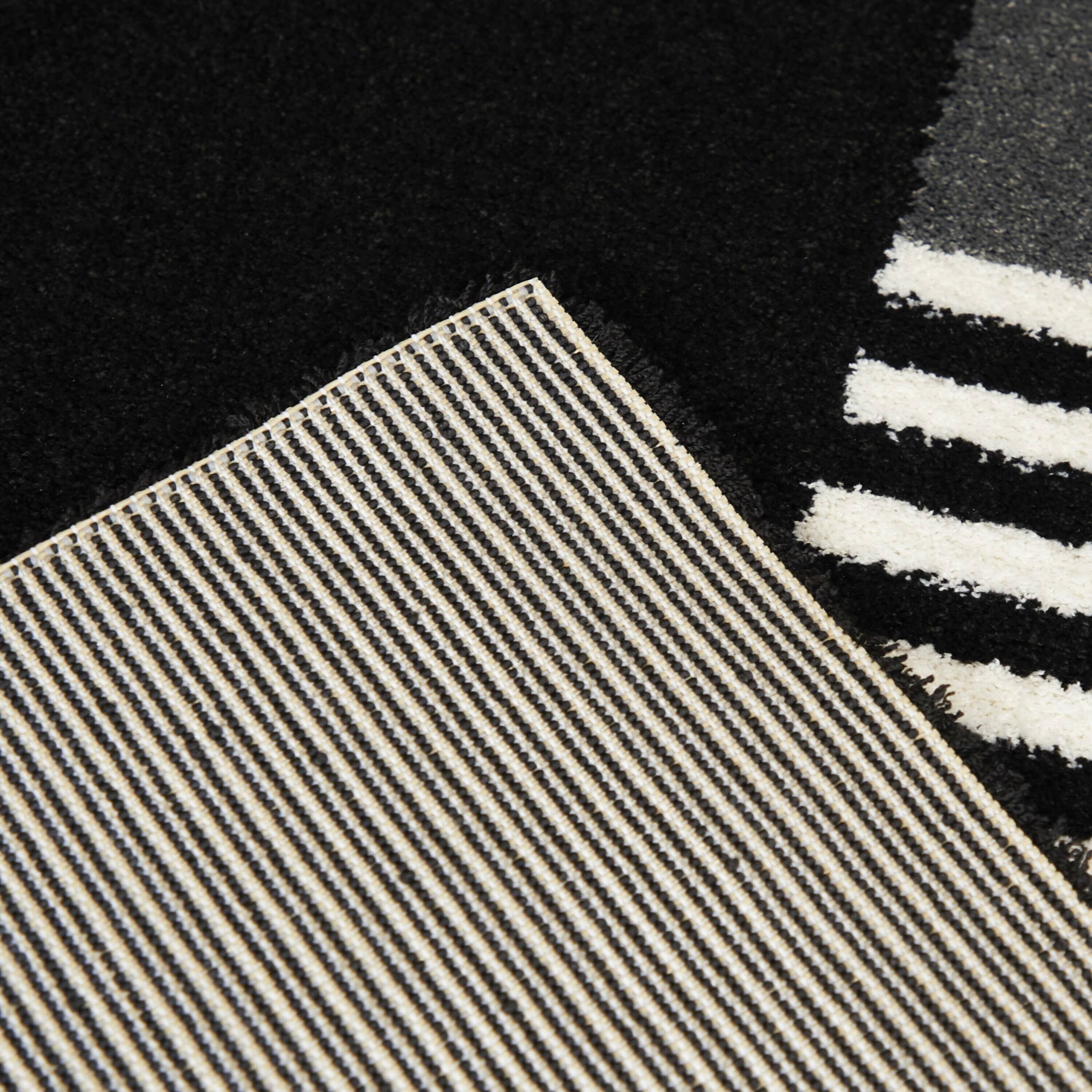 Viktor Contemporary Geometric Area Rug - 5&3x22 x 7& - Black