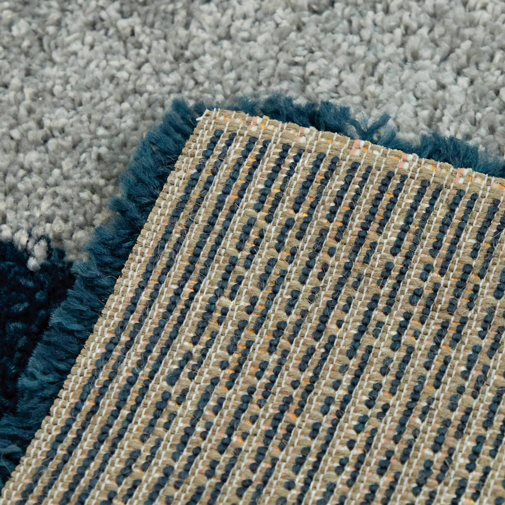 Amelia Rainbow Print Shag Boy & Girl Kids Area Rug - 2&2x22 x 7& Runner - Navy Blue