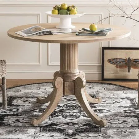 One Allium Way Albertine Drop Leaf Solid Wood Dining Table, Gray