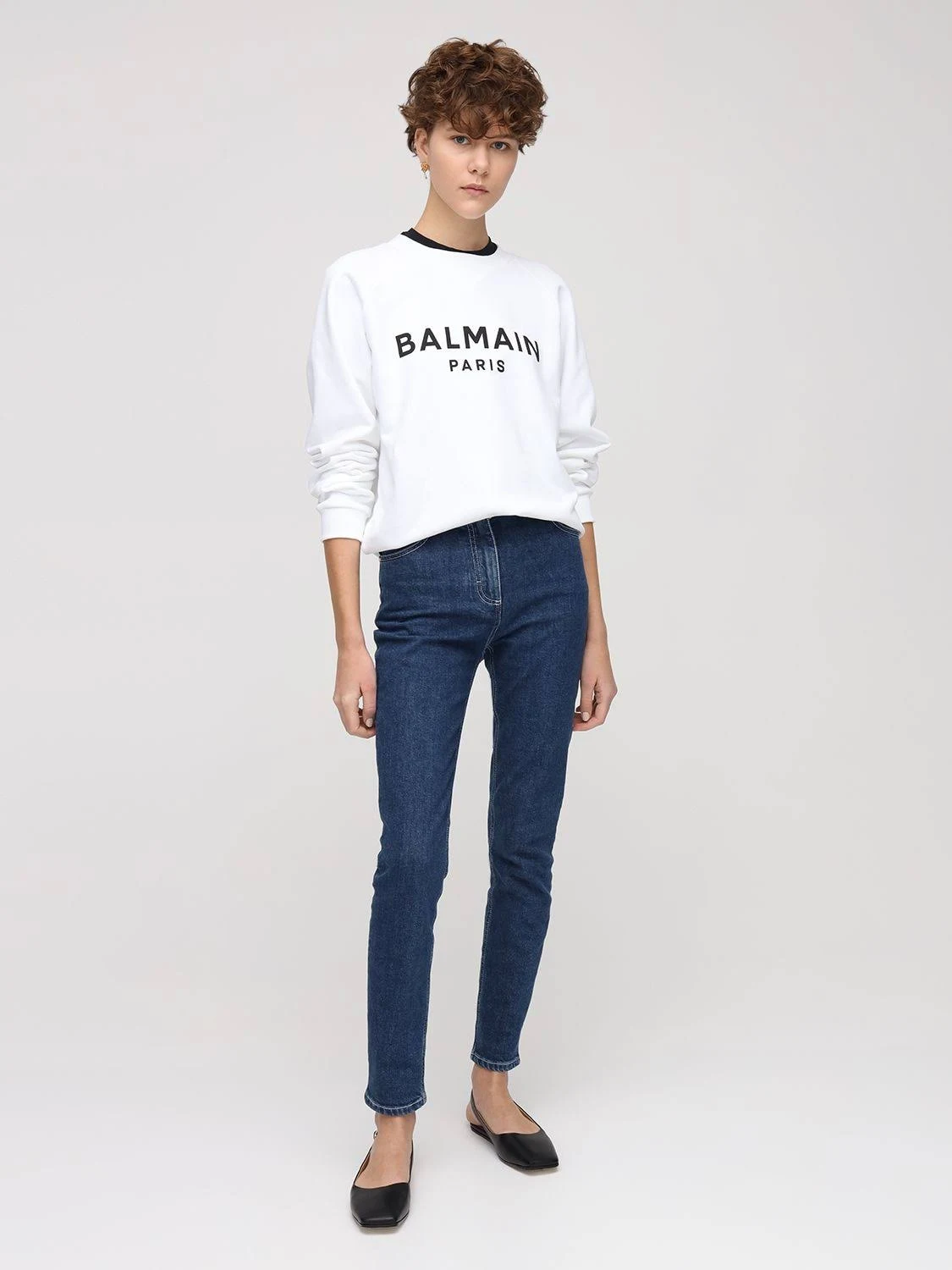 Balmain White & Black Logo Sweatshirt
