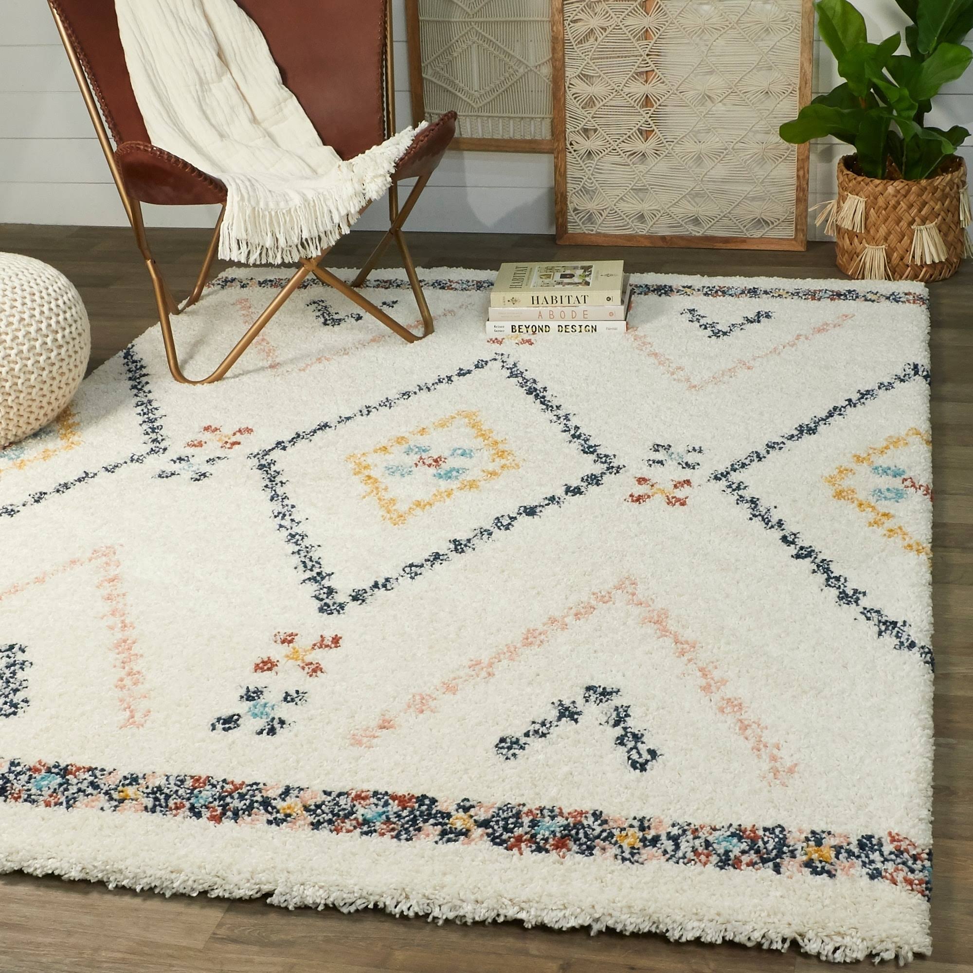 Balta Culver White 5 ft. x 7 ft. Berber Shag Area Rug